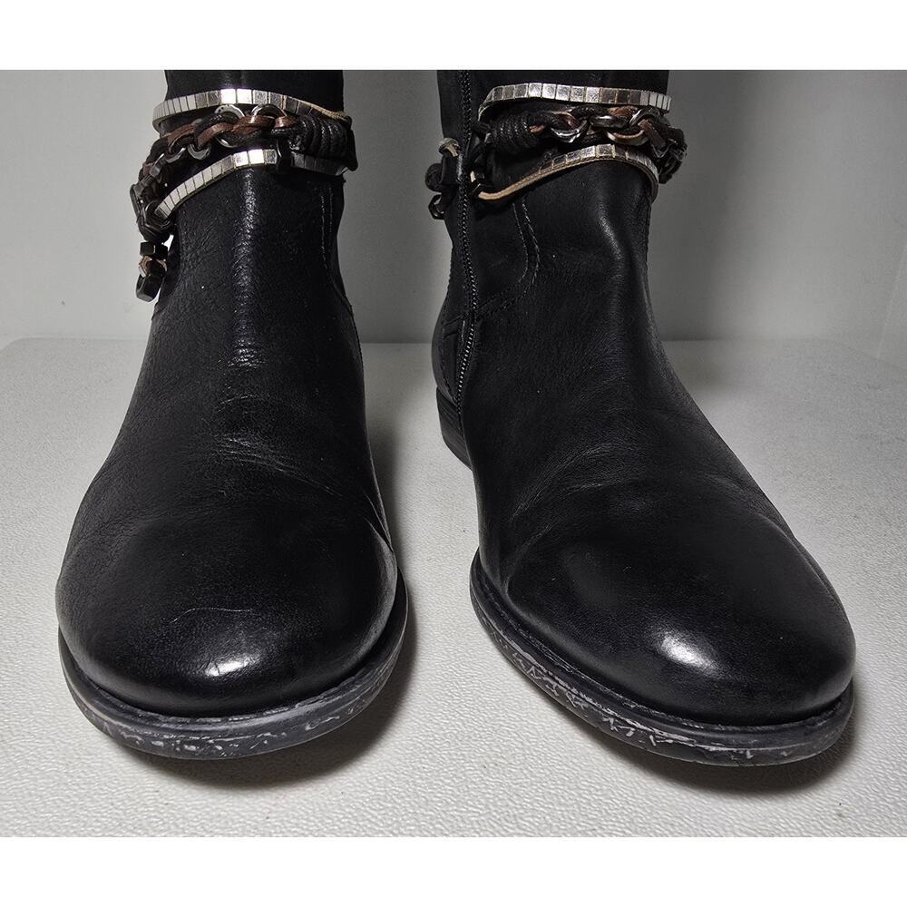 Women's OTBT Trout Creek Black Leather Tall Riding Boots Ankle Wrap Sz 11 M - Picture 5 of 15